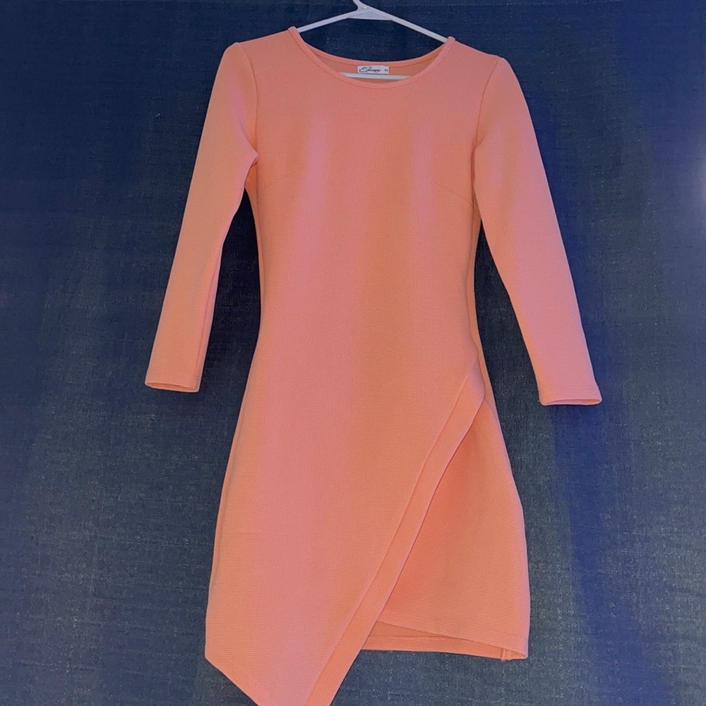 Peach orange long sleeve dress